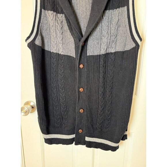 American Rag Cie Men's Sweater Grey & Black Sweater Vest with Wood Buttons XXL - Picture 4 of 12